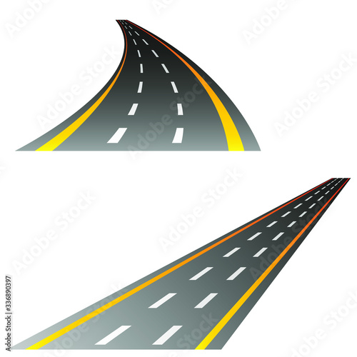 asphalt road with a white background