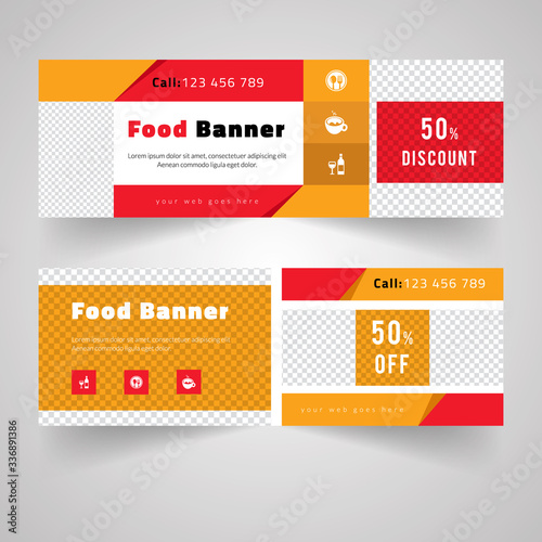 Food & Restaurant standard size Web Banners. Modern design concept for corporate website advertising.