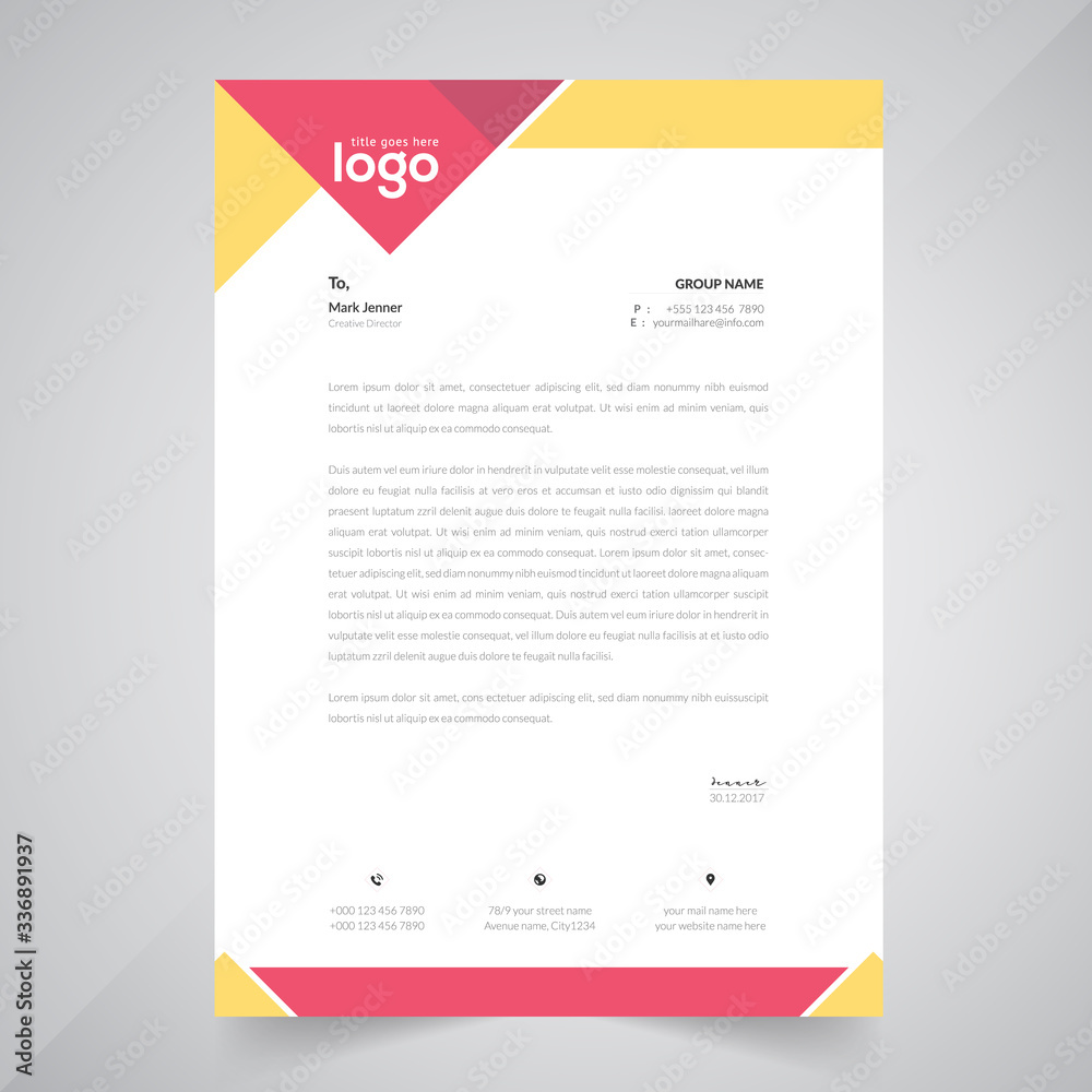 Abstract letterhead template design. Mordrn Stylish Letterhead Template.