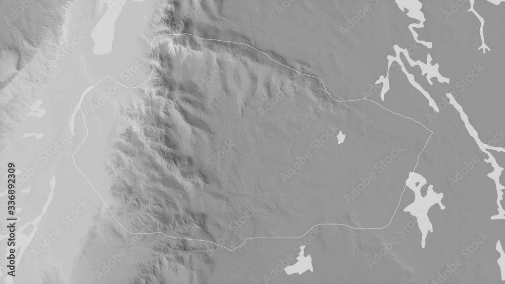 Fototapeta premium Tafilah, Jordan - outlined. Grayscale