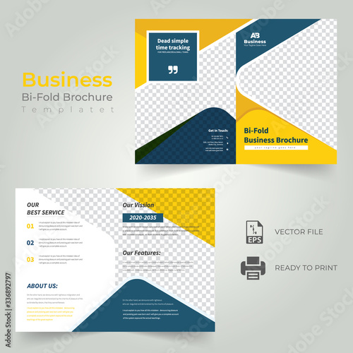 Bi-fold Brochure Template Design.Corporate & Business Concept .