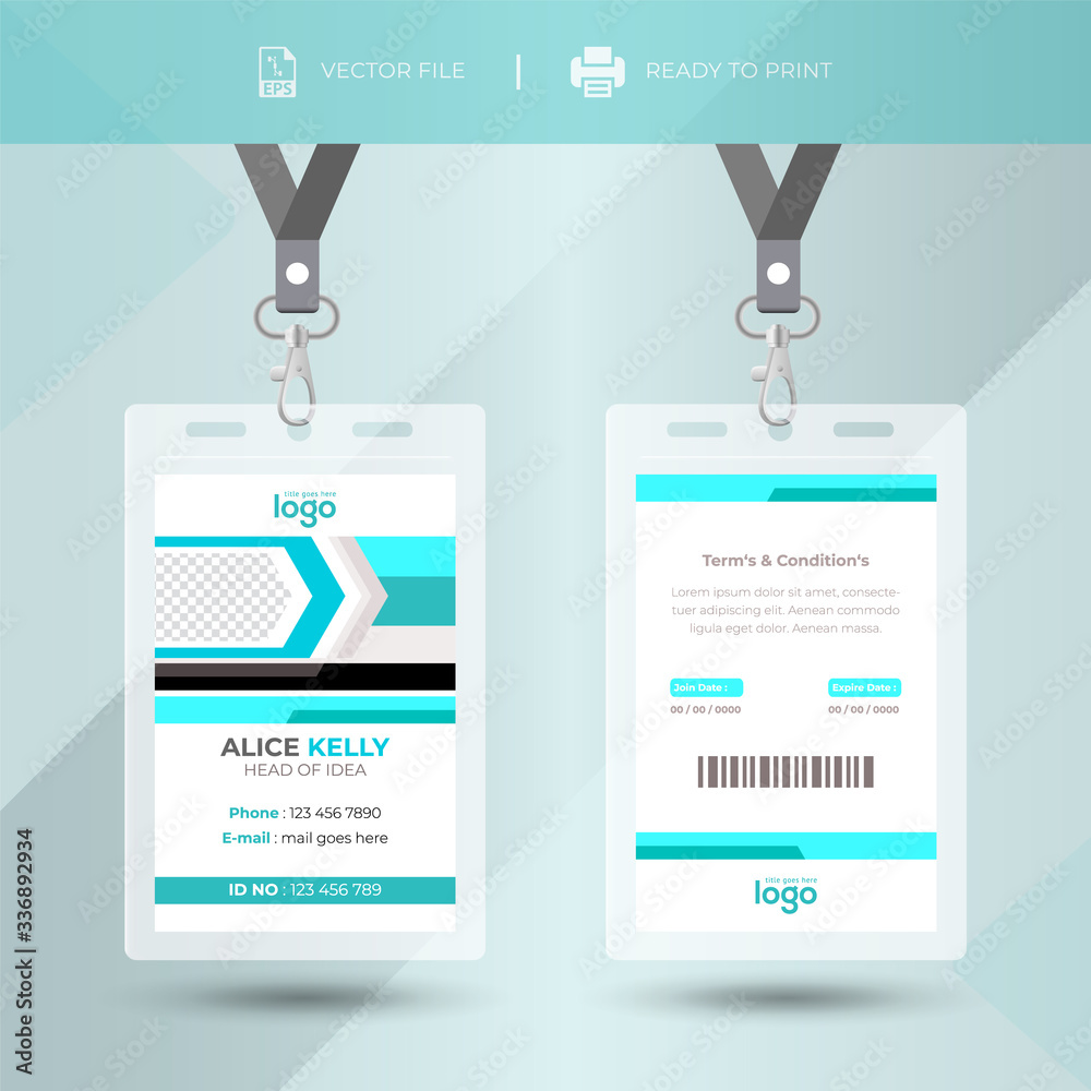 Naklejka premium Abstract & Creative Id Card Design Vector Template. Mordrn Identity badge Template.