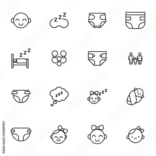 Icon set of baby.