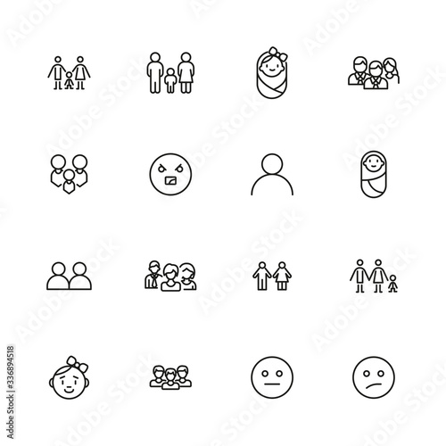 Simple set of human icons in trendy line style.