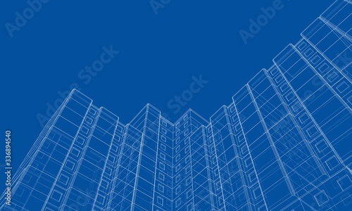 Vector wire-frame model of a multi-storey building