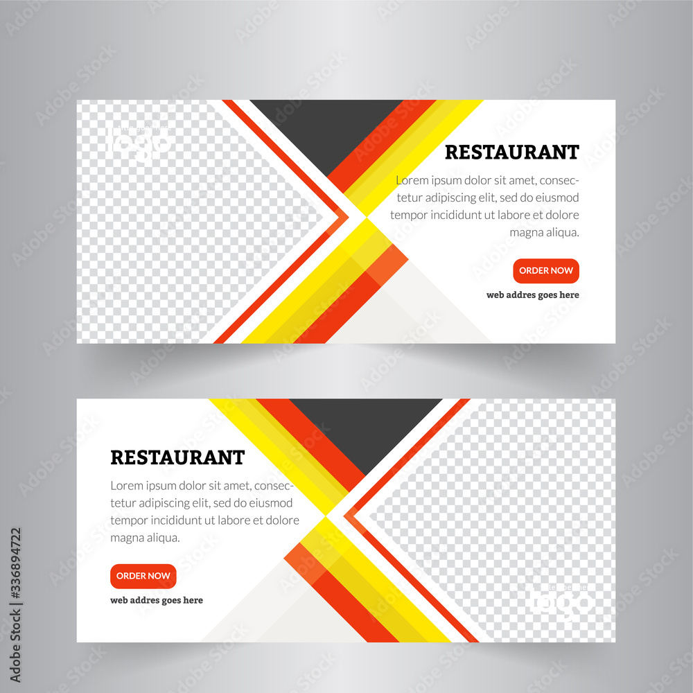 Fototapeta premium Food & Restaurant standard size Web Banners. Modern design concept for corporate website advertising.