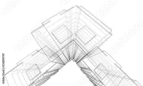 Vector wire-frame model of a multi-storey building