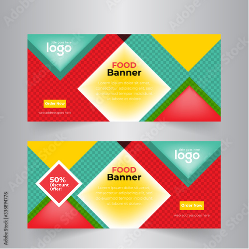 Food & Restaurant standard size Web Banners. Modern design concept for corporate website advertising.