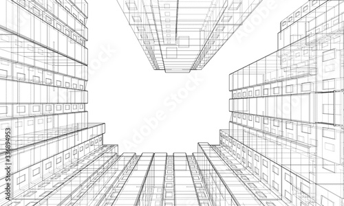 Vector wire-frame model of a multi-storey building