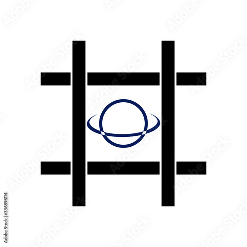 Planet earth behind prison bars icon isolated on white background