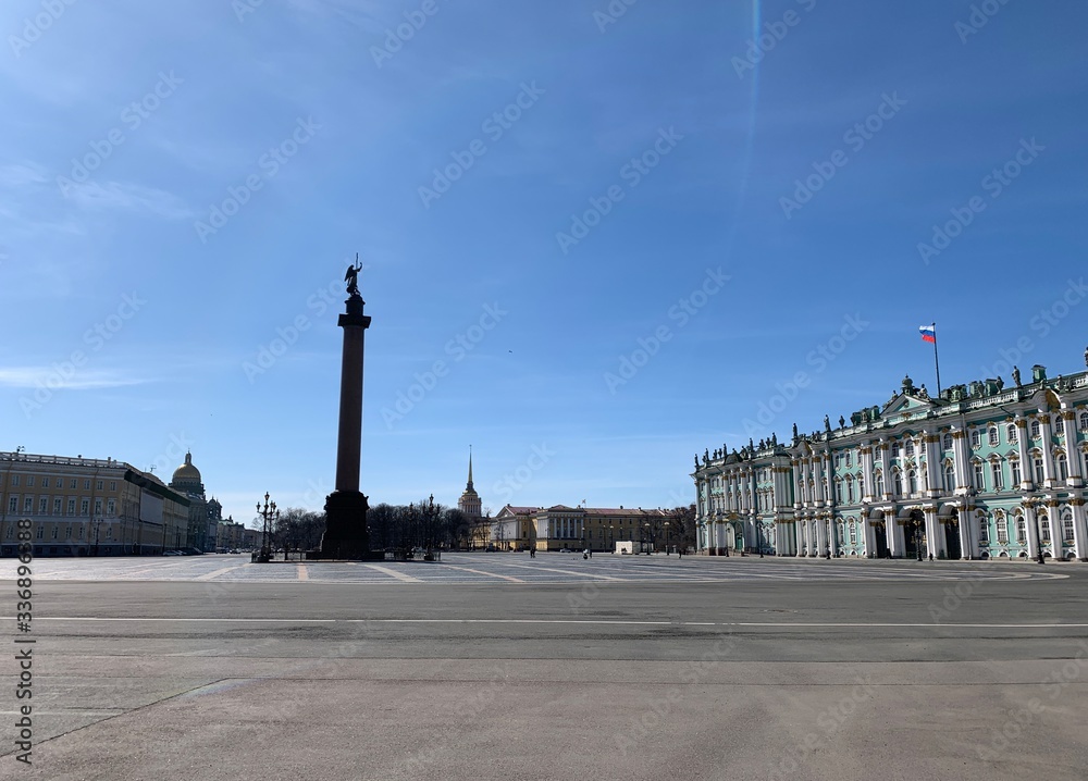 Empty city square in Saint Petersburg