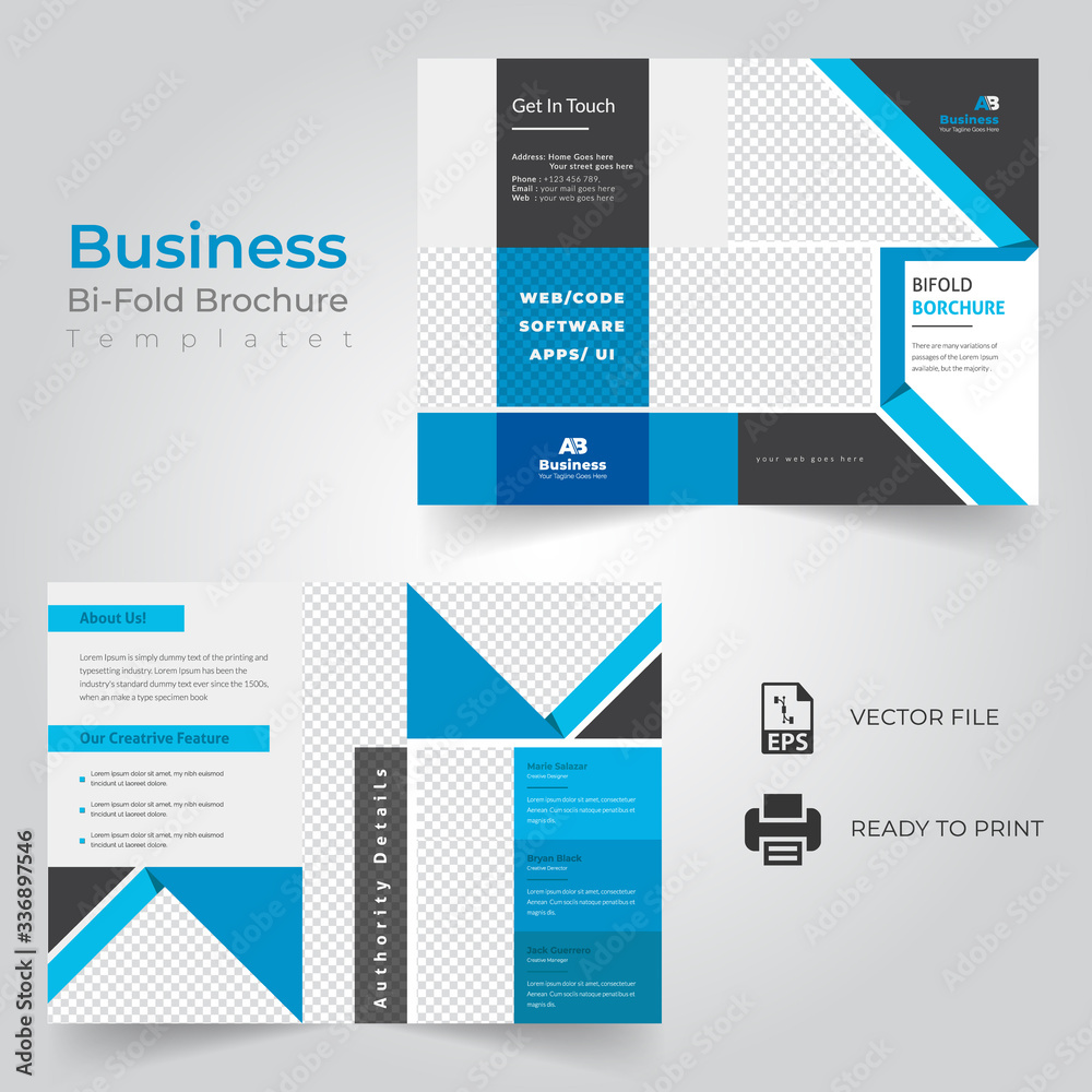 Bi-fold Brochure Template Design.Corporate & Business Concept .