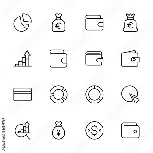 Stroke line icons set of income.