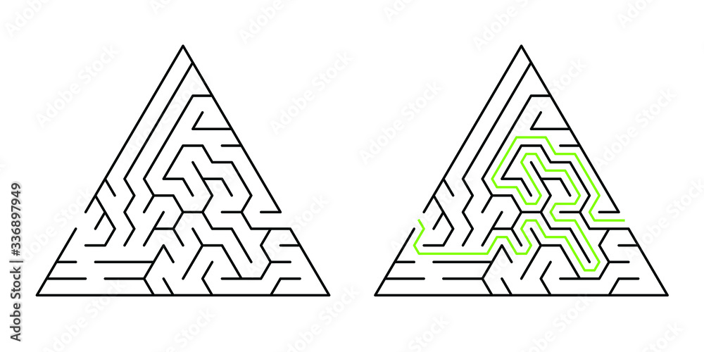 15 cell wide triangular maze with exit on the other side