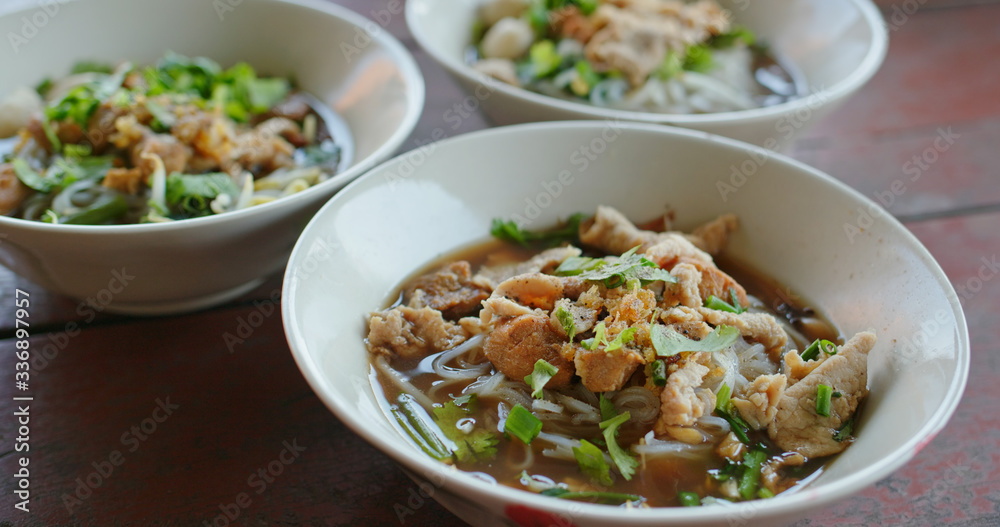Thailand cuisine boat noodles in restaurant