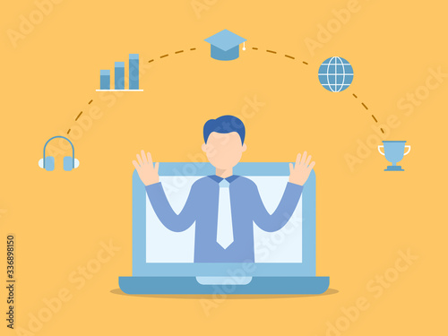 Man teaching online in lapt...