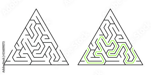 15 cell wide triangular maze with exit on the other side