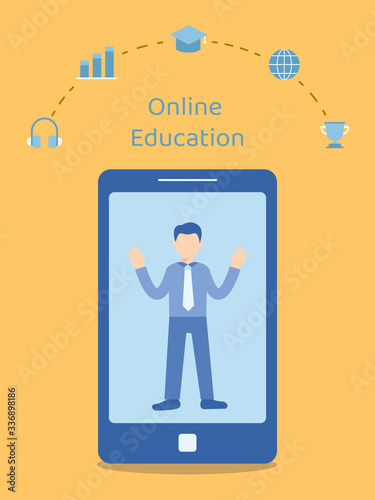 Man teaching online in smar...
