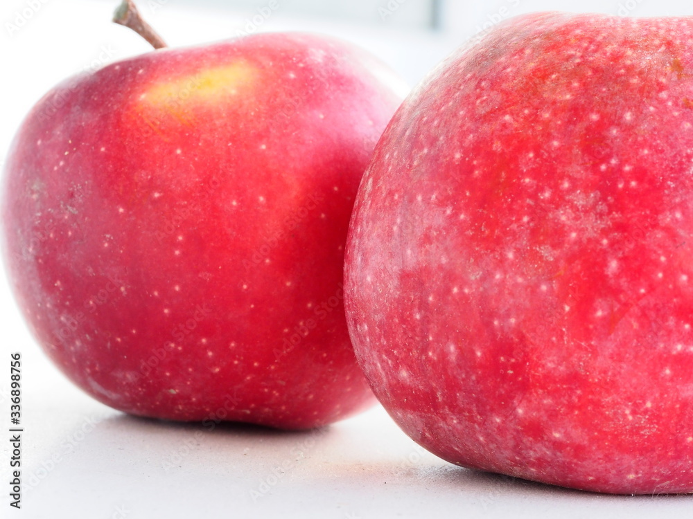 red Apple with a twig, macro red Apple with a twig, macro
