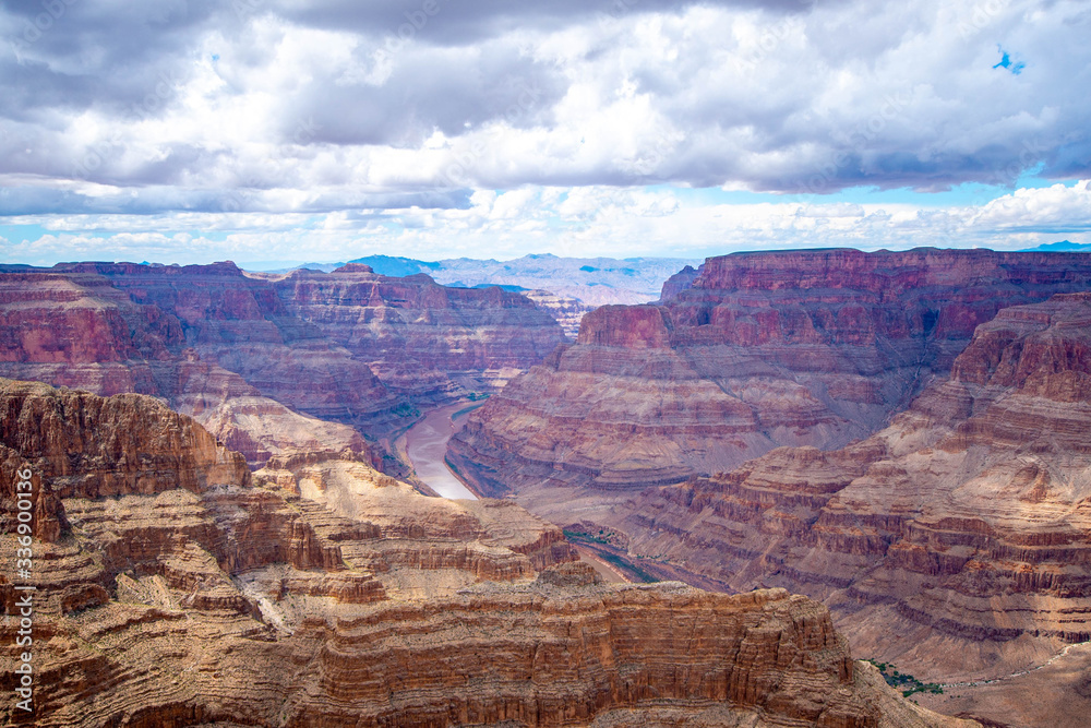 Landscape of Grand Canyon cloudy day.