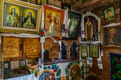 Old Icons from inside of the Ieud hill church Maramures, Romania