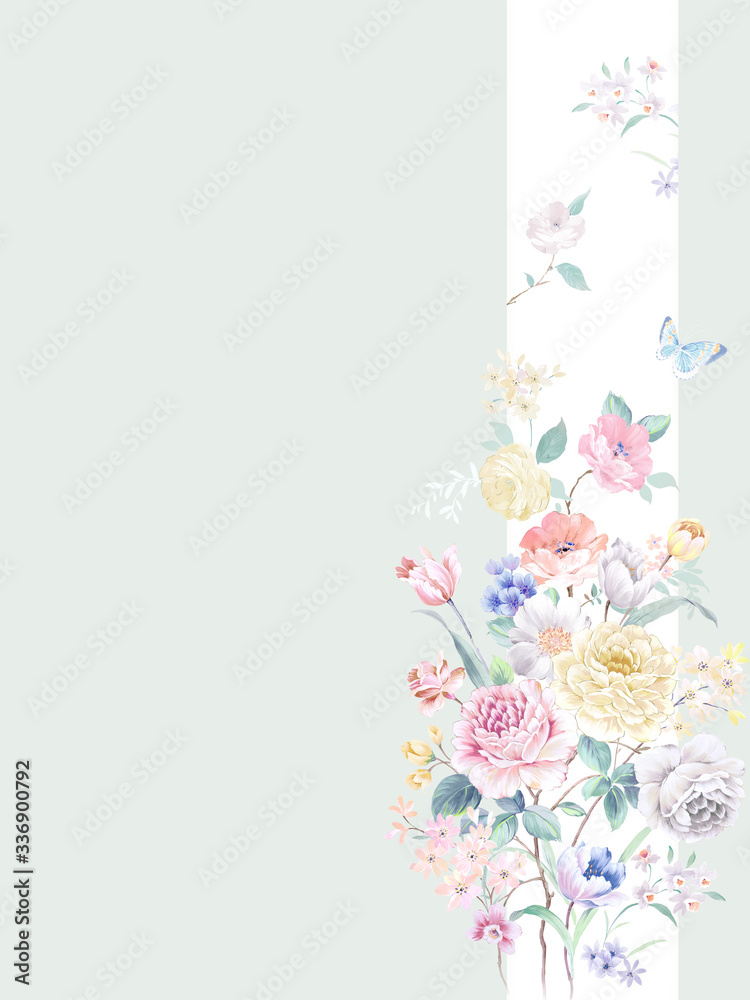 Set of card with flower rose, leaves. Wedding ornament concept. Floral poster, invite. Decorative greeting card or invitation design background Set of card with flower rose, leaves. Wedding ornament concept. Floral poster, invite. Decorative greeting card or invitation design background