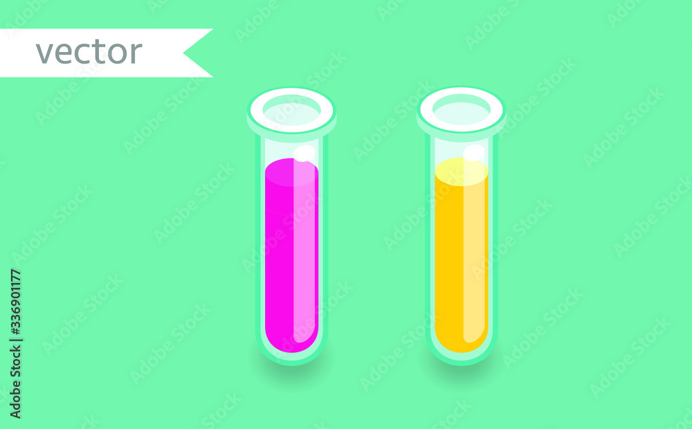 laboratory chemical beaker isometric flat icon. 3d vector colorful illustration. Pictogram isolated on background