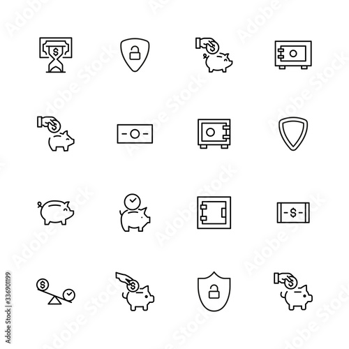 Simple set of insurance icons in trendy line style.