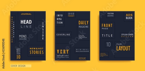 Creative black covers template. Material design with embossed effect. Trendy vector poster