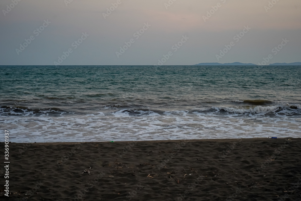 Beautiful view of the empty beach due to the quarantine for Covid 19 in Costa Rica Beautiful view of the empty beach due to the quarantine for Covid 19 in Costa Rica