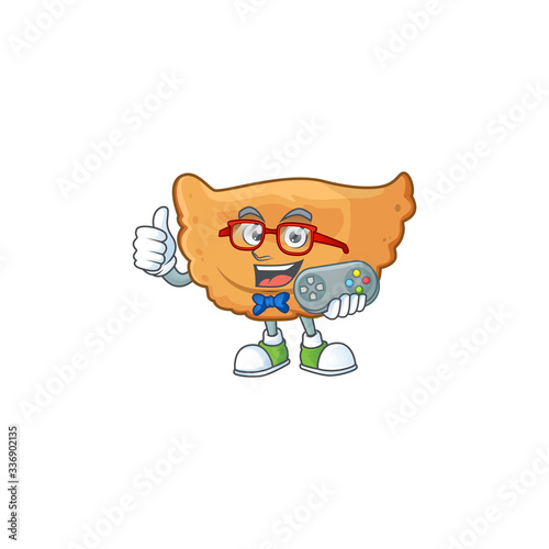 Cornes de gazelle talented gamer mascot design play game with controller