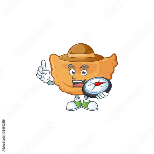 World explorer cornes de gazelle cartoon design style using compass