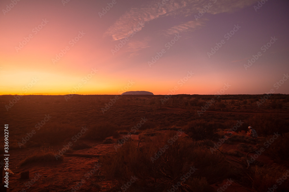 uluru Ayers rock in the australian red centre at sunrise 