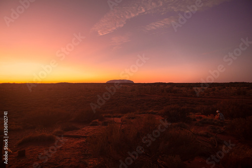 uluru Ayers rock in the australian red centre at sunrise 