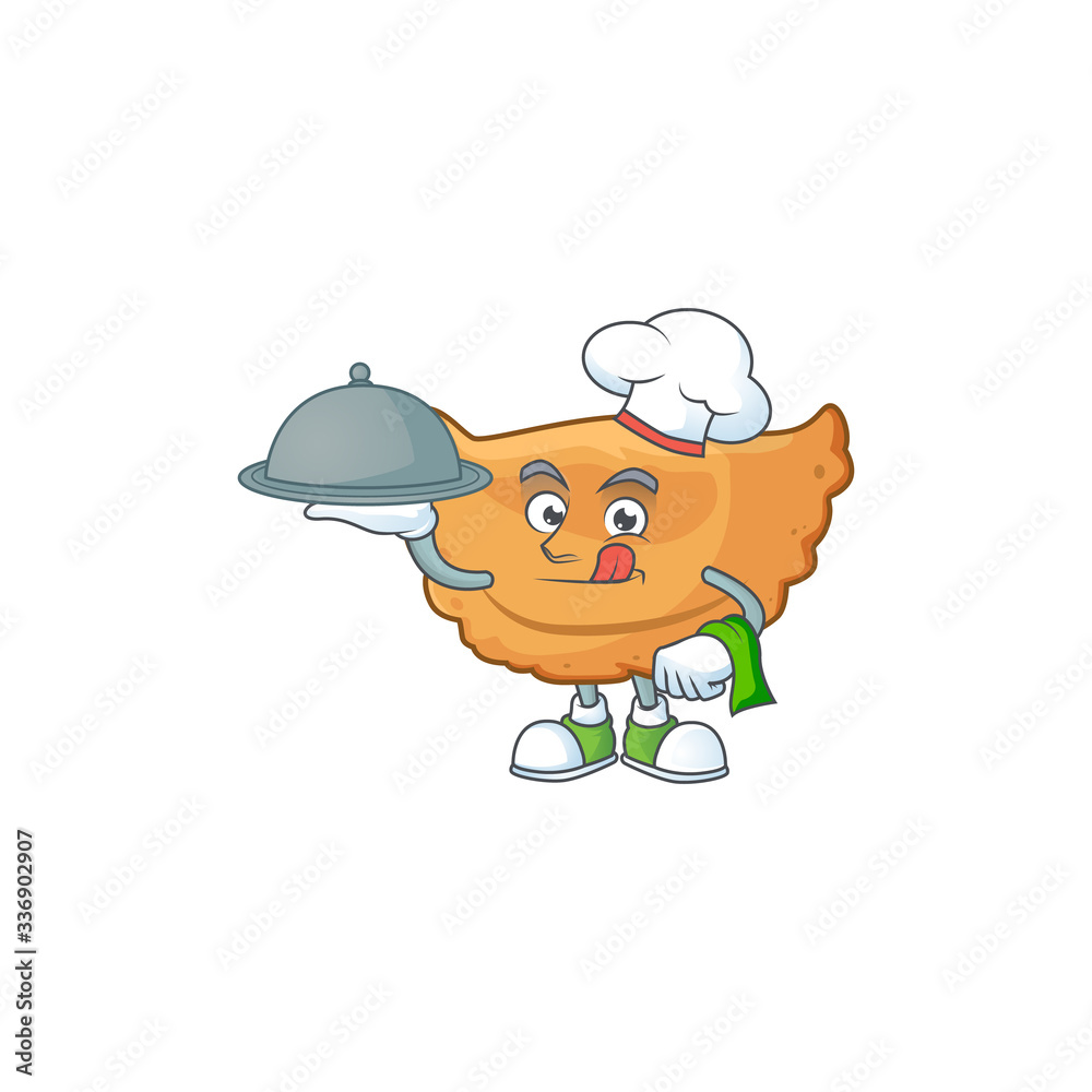 A cornes de gazelle chef cartoon design with hat and tray A cornes de gazelle chef cartoon design with hat and tray