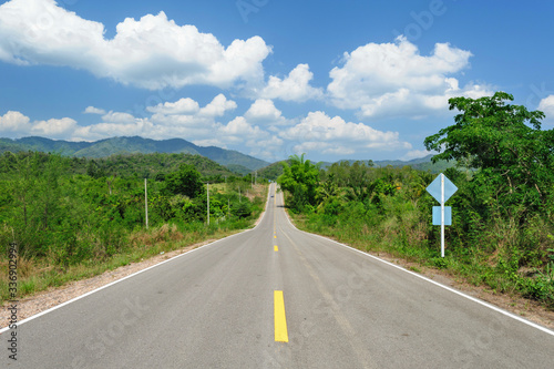 Landscape asphalt road in Phetchaburi Province Thailand