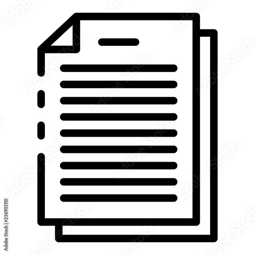 Office papers icon. Outline office papers vector icon for web design isolated on white background