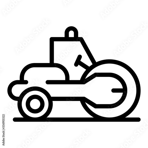 Construction road roller icon. Outline construction road roller vector icon for web design isolated on white background