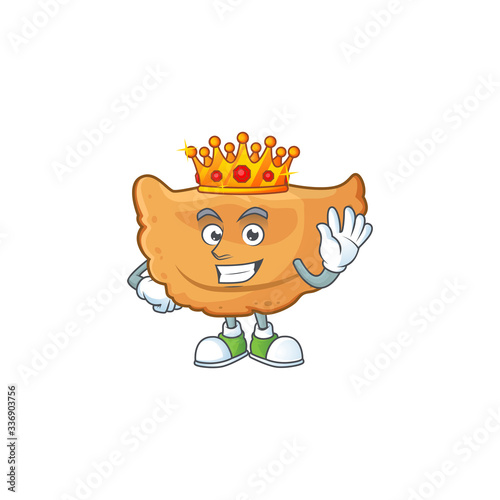 The Charismatic King of cornes de gazelle cartoon character design wearing gold crown