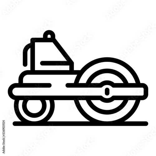 Road roller equipment icon. Outline road roller equipment vector icon for web design isolated on white background