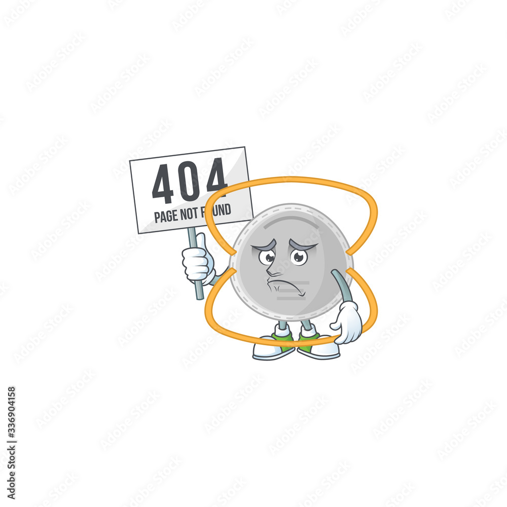 Sad face of N95 mask cartoon character raised up 404 boards Sad face of N95 mask cartoon character raised up 404 boards