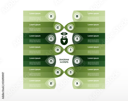 Vector progress background. Template for diagram, graph, presentation and chart. Business concept with 14 options, parts, steps or processes. Abstract background. eps 10