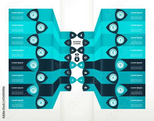Vector progress background. Template for diagram, graph, presentation and chart. Business concept with 16 options, parts, steps or processes. Abstract background. eps 10