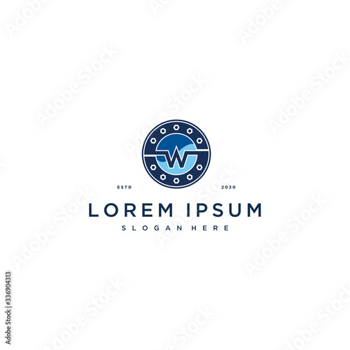 letter w and pipe water logo design concept vector