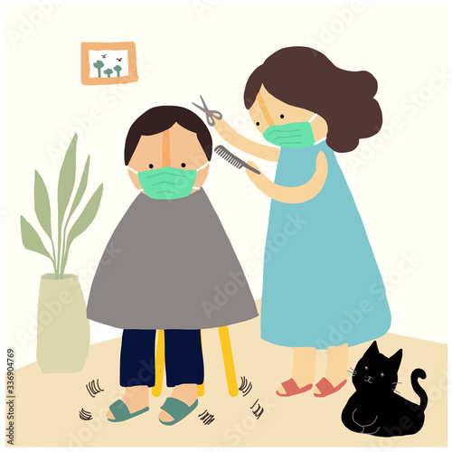 girl cut her boyfriend hair 