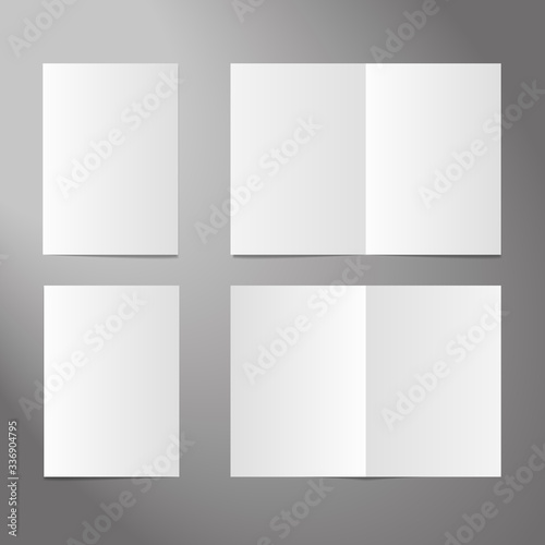 isolated realistic half-fold standart leaflet editable mockup for layout presentation, empty page, set 2