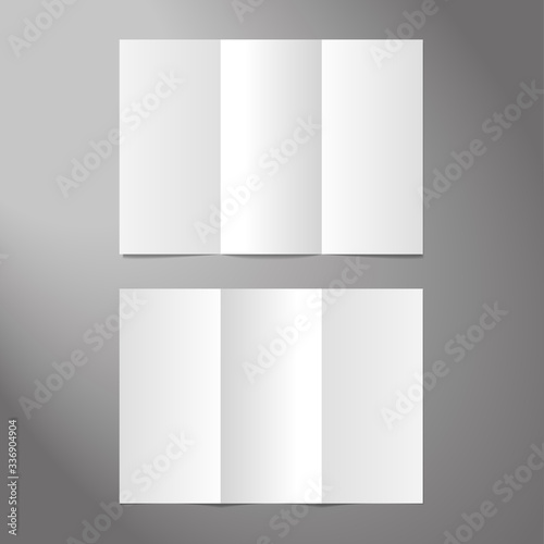 isolated realistic trifold standart leaflet editable mockup for layout presentation, empty page, set 2