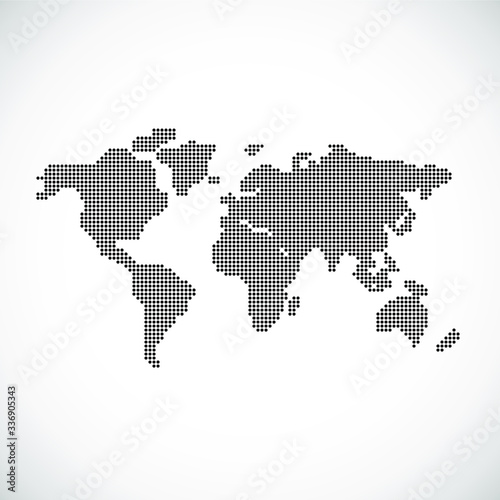 Vector Dotted World Map Background Light and Dark for Presentations. Continents: Europe, Asia, Australia, America, Africa