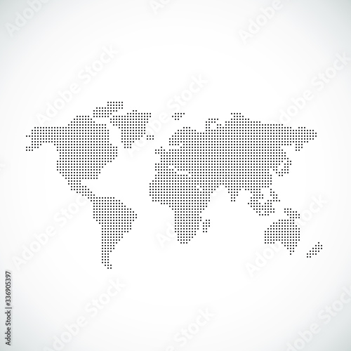 Vector Dotted World Map Background Light and Dark for Presentations. Continents  Europe  Asia  Australia  America  Africa