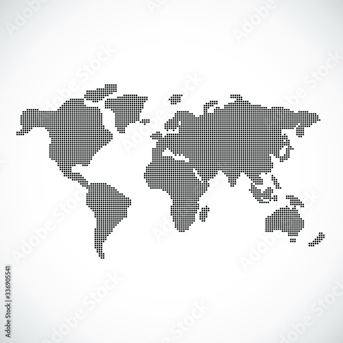 Vector Dotted World Map Background Light and Dark for Presentations. Continents  Europe  Asia  Australia  America  Africa